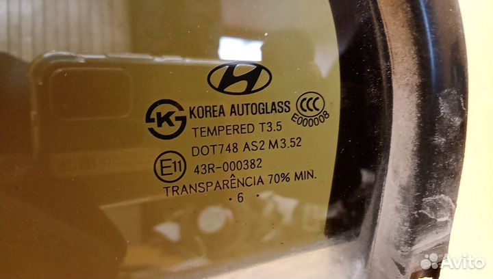 Стекло двери задней левой (форточка) Santa Fe (CM)