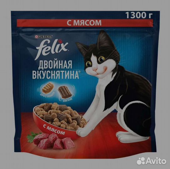 Корм для кошек Felix двойная вкуснятина с мясом