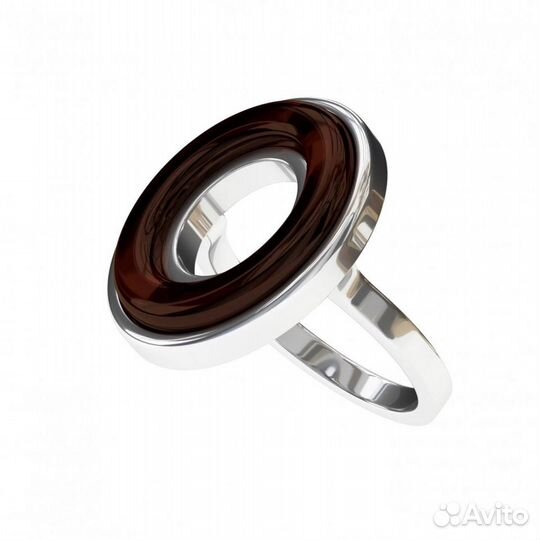 Кольцо с янтарем из серебра «Бублик»