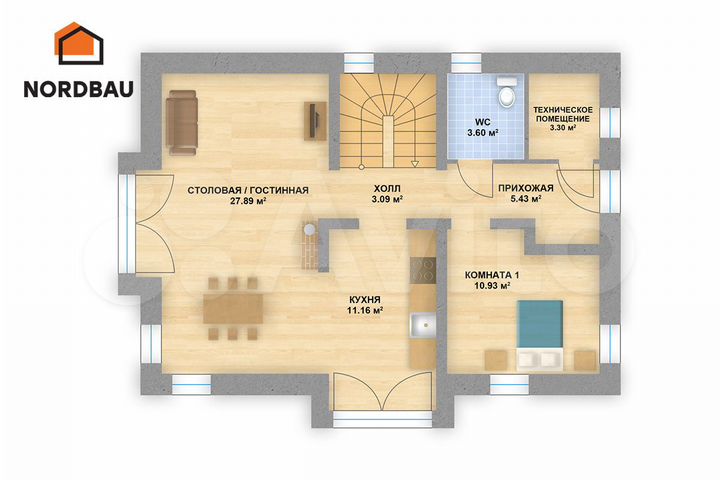 Дом 135 м² на участке 9 сот.