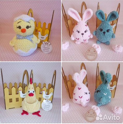Пасхальные игрушки курочка цыпленок кролик