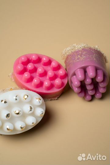 Массажное мыло с люфой. Подарочный набор мыла