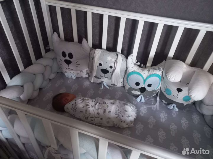 Бортики в детскую кроватку косичка