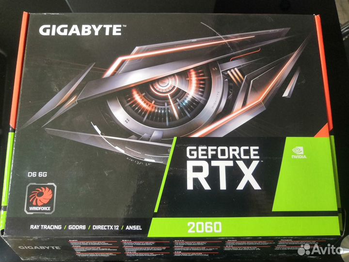Видекарта Gigabyte GeForce RTX 2060, 6Гб, DDR6