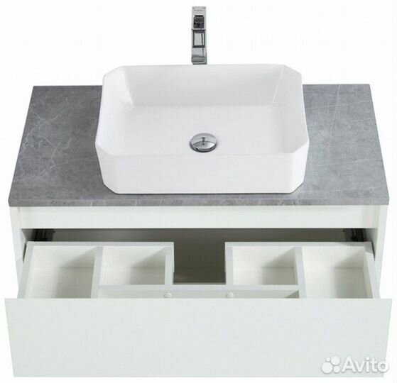 Тумба со столешницей и раковиной BelBagno Kraft 90-KEP-90-MGL-BB1386 Bianco Opaco