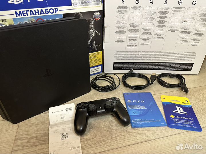 Sony PS4 slim 1tb полный комплект, чек