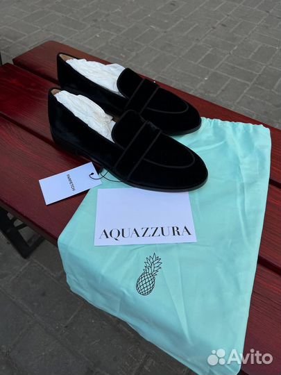 Лоферы черные aquazzura бархатные