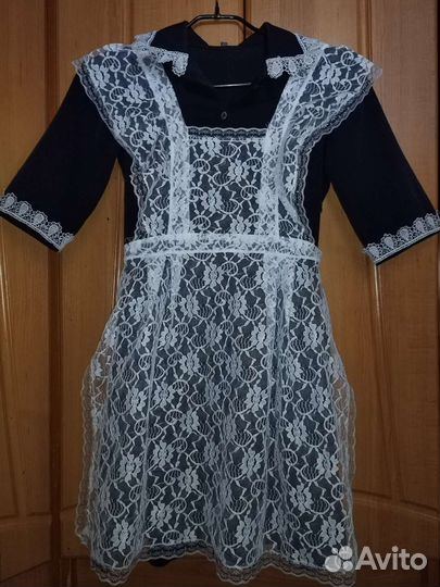 Платье школьное синее + фартук