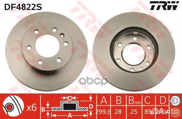 Торм.диск пер.вент.300x28 6 отв. DF4822S TRW