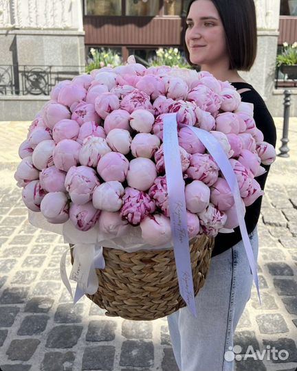 Пионы Цветы Букеты Корзины Доставка 24/7