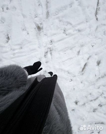 Серая пушистая шуба Befree XS