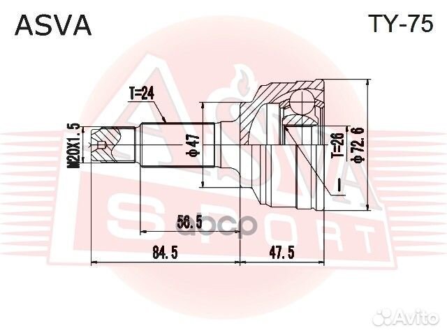 Шрус внешний перед Asva TY-75 TY-75 asva