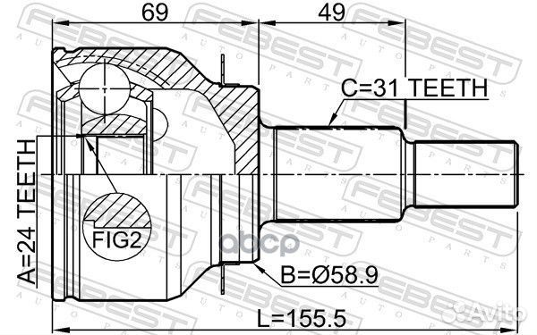 Шрус наружный 24x59x31 mazda CX-5 KE 2011-2012