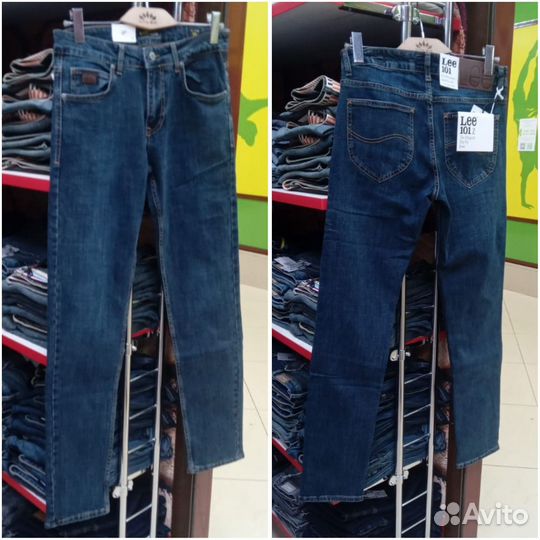 Мужские джинсы Lee 101 с зелёнцой
