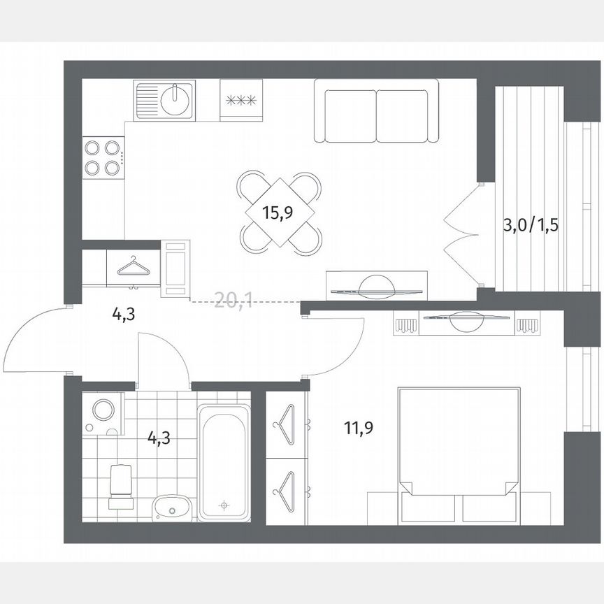 1-к. квартира, 37,9 м², 9/12 эт.