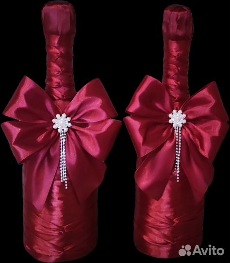 Оформление свадебных бутылок
