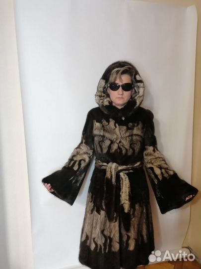 Шуба норковая с капюшоном