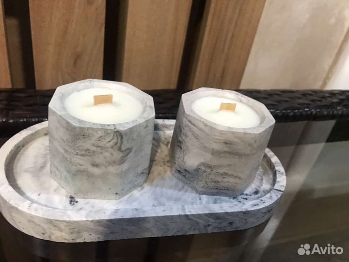 Свечи из соевого воска в гипсе