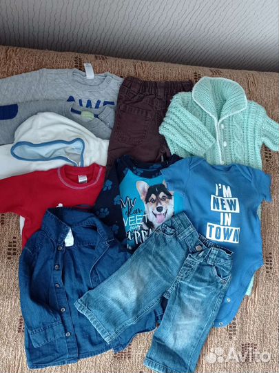Детские фирменные вещи на мальчика до года пакетом