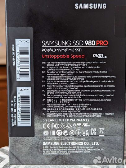 SSD samsung 980 PRO 1tb новые