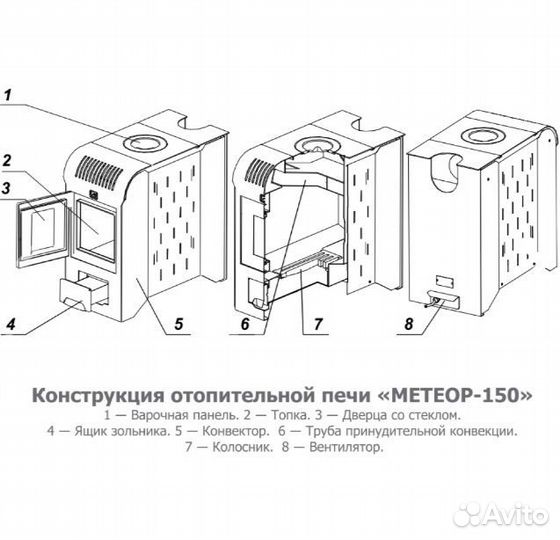 Печь буржуйка длительного горения с вентилятором