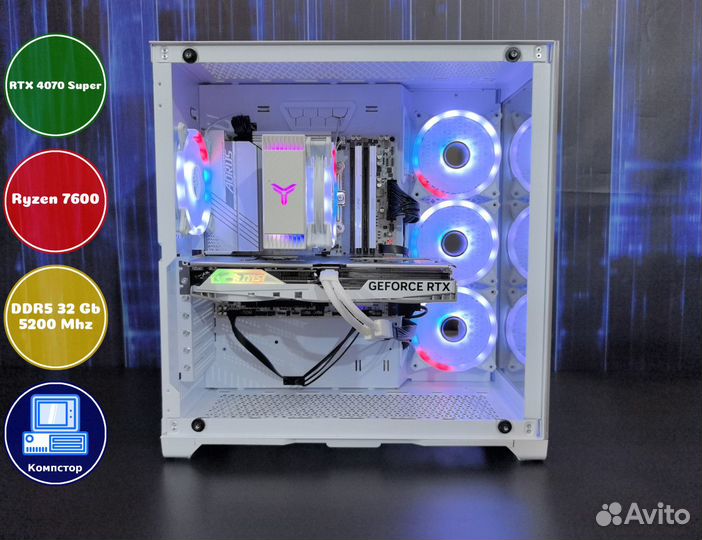 Мощный пк 2024 AMD7600-RTX4070SUP-32DDR5-EDV67-A620