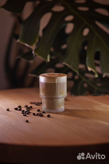 Стеклянные ребристые стаканы для горячих напитков