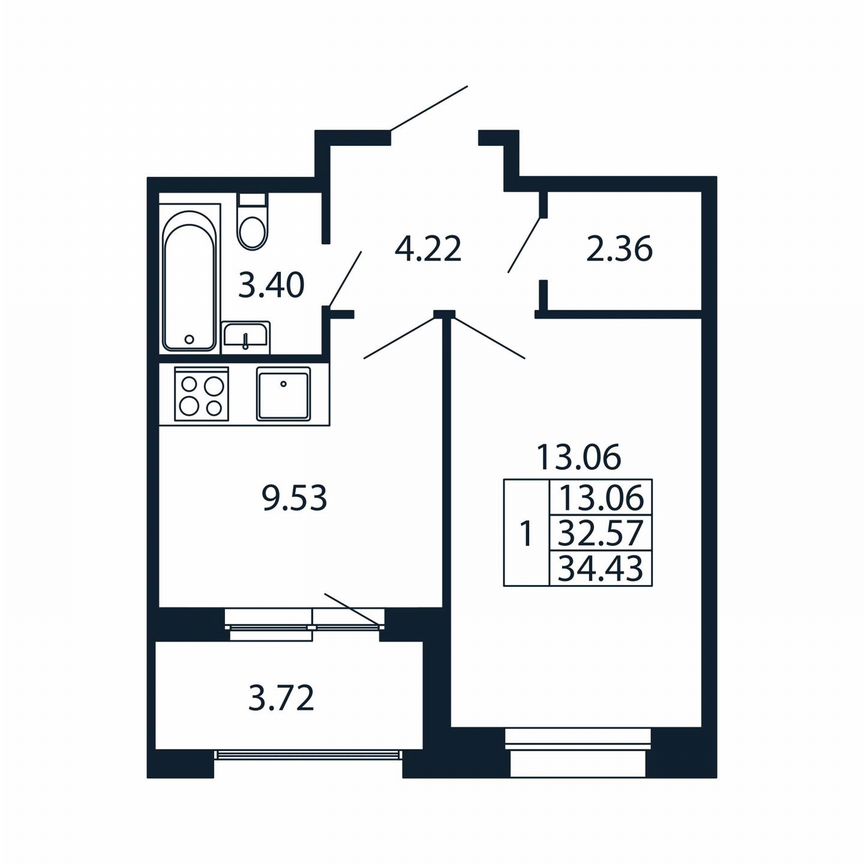 1-к. квартира, 36,3 м², 5/12 эт.