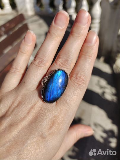 Кольцо с лабрадоритом серебро 925