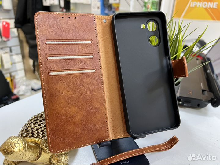 Чехол книжка Realme C33 премиум коричневый