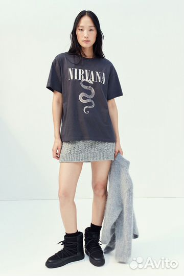 Футболка H&M Nirvana Oversized размеры XS, M, L