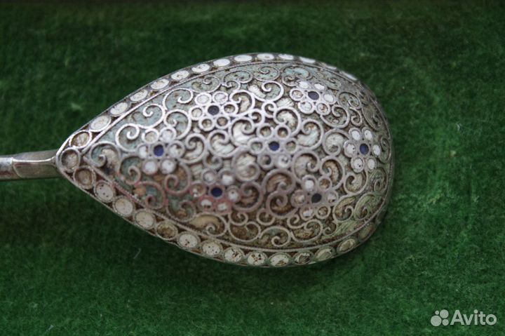 Царская ложечка серебро 84-я проба в эмалях