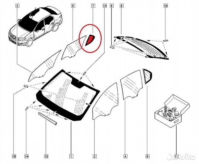 Форточка задней правой двери задняя правая Renault