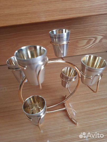 Коньячный набор из СССР, мельхиор, позолота