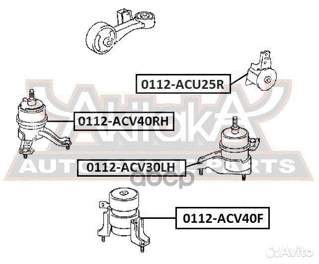 Подушка двигателя прав 0112ACV40RH asva