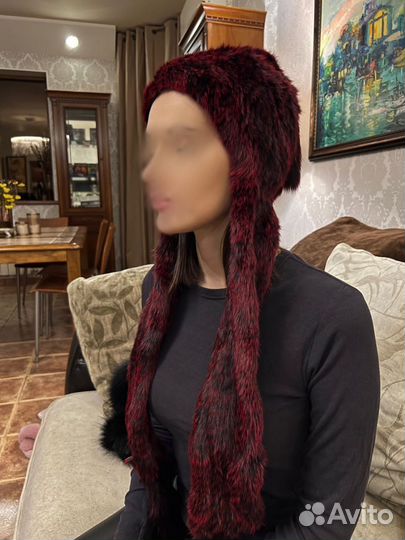 Шапка женская вязаный мех новая