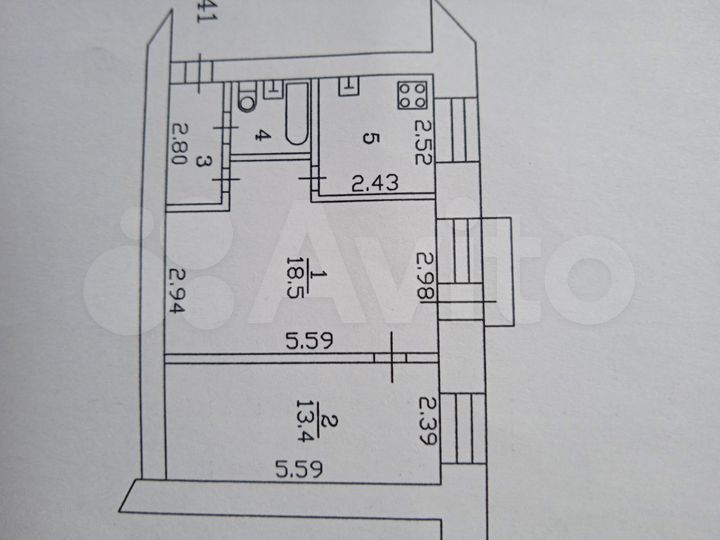 2-к. квартира, 43,4 м², 3/4 эт.