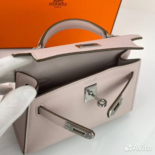 Сумка женская Hermes Kelly mini пыльно-розовый