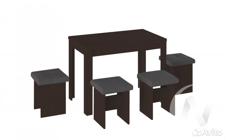 Обеденная группа тип 5 кожзам (венге/темно серый)