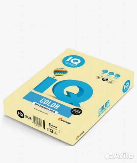 Бумага цветная IQ color (А4,80г, YE23-желтый)