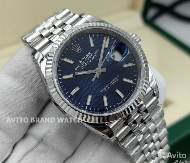 Часы Rolex Datejust 36 White Rolesor синий цифербл