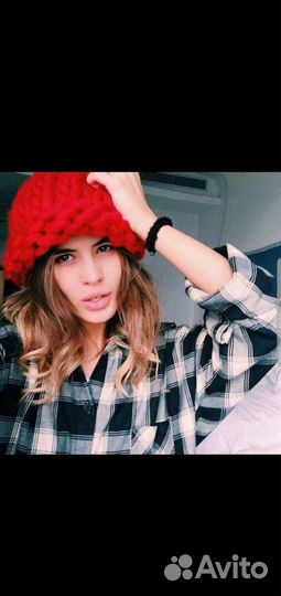 Шапка хельсинки зефирка крупной вязки