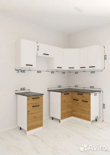 Кухонный гарнитур угловой Брауни 2.0м
