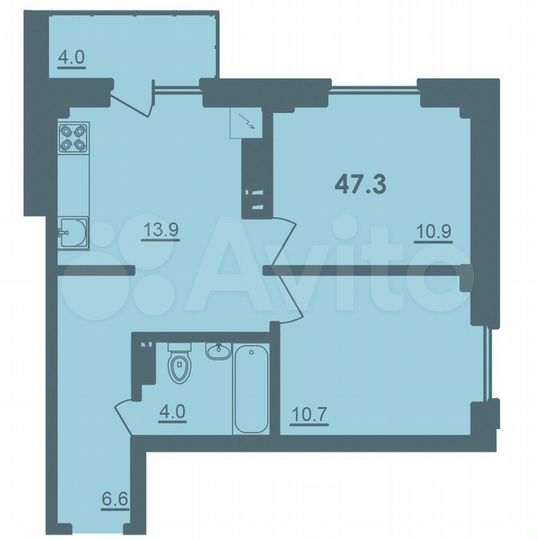 2-к. квартира, 47,3 м², 5/8 эт.