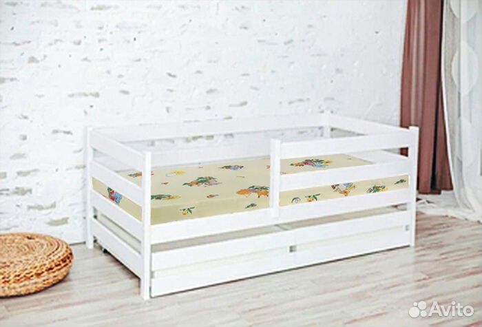 Кроватка софа эко от 2х лет высокий борт берёза