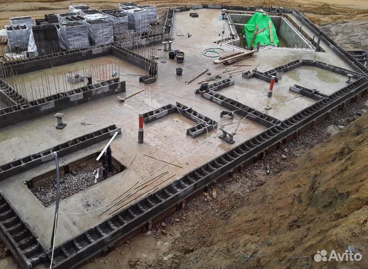 Бетонный фундамент, несъемная опалубка, лента