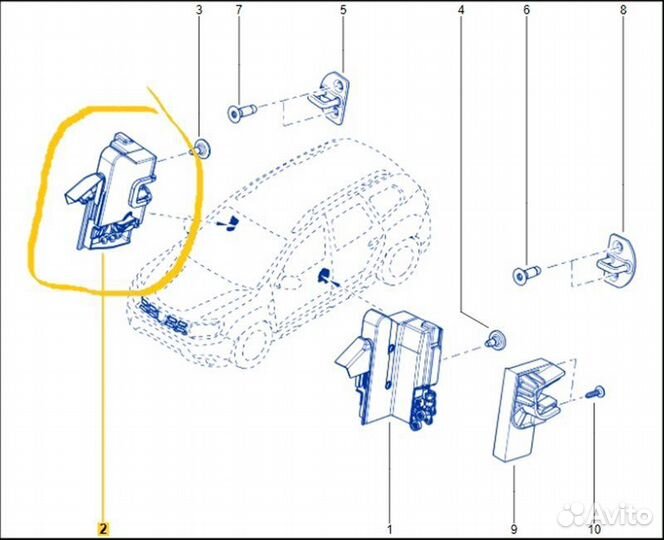 Замок двери передний правый Renault Duster HJD