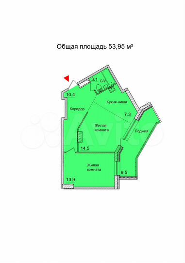 2-к. квартира, 54 м², 8/21 эт.