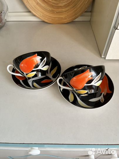 Чайная пара «Тюльпаны» Дулево, фарфор