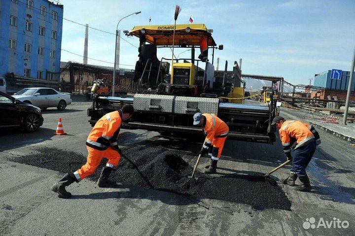 Асфальтирование, укладка асфальта, ямочный ремонт